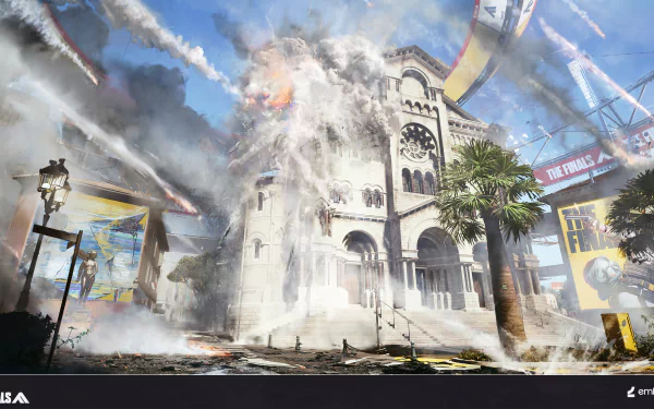 HD desktop wallpaper featuring an explosive scene from the video game The Finals with dynamic action and vivid graphics.