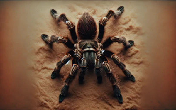 HD desktop wallpaper featuring a close-up view of a tarantula on a textured background.