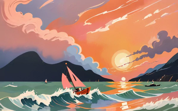  Sunset Drawing