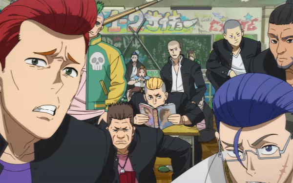 A dynamic HD anime wallpaper featuring characters from Bucchigiri?! in a school setting, showcasing a mix of expressions and vibrant backgrounds.