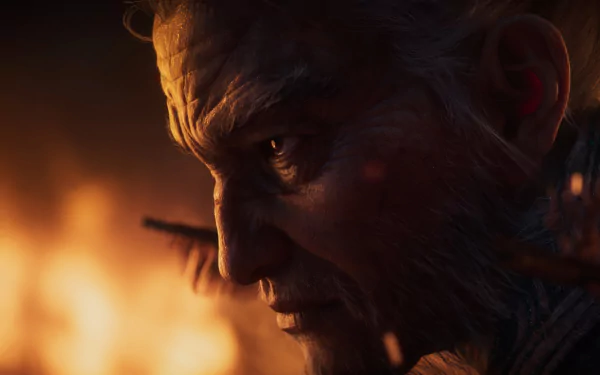 High-definition League of Legends Yasuo wallpaper featuring intense close-up of the champion's face with fiery backdrop for desktop backgrounds.