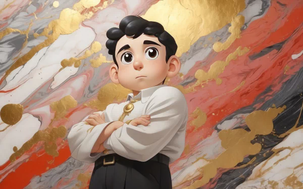 HD Crayon Shin Chan desktop wallpaper featuring a high-quality illustration of the character with a colorful abstract background.