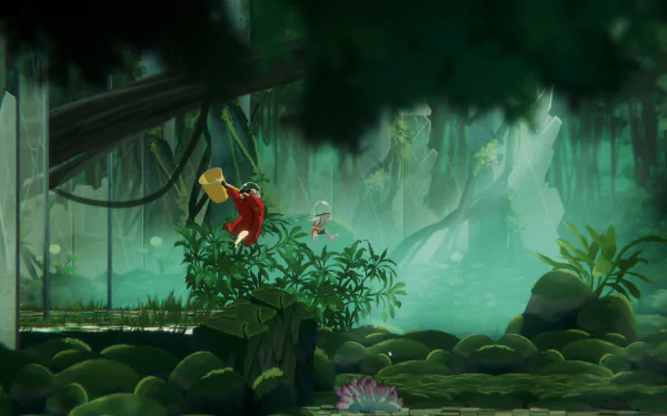 HD wallpaper of The Cub video game with vibrant forest scenery and animated characters for a desktop background.
