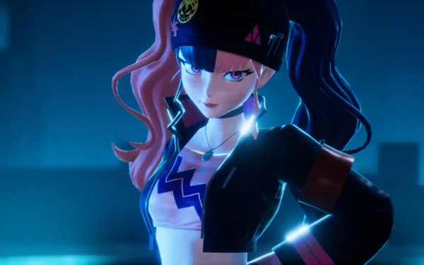 HD desktop wallpaper featuring a character from the video game Palworld against a blue background.