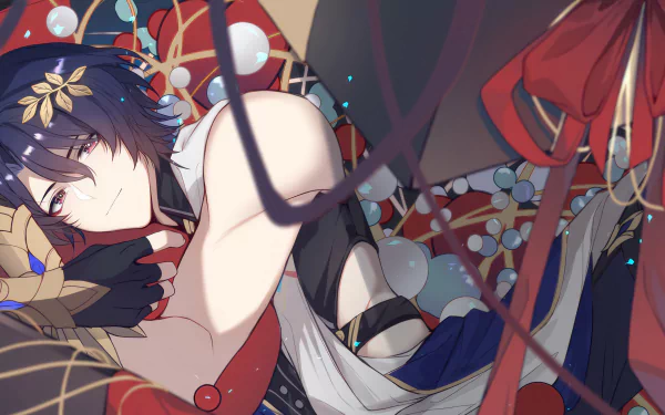 HD wallpaper featuring Dr. Ratio from the video game Honkai: Star Rail, with a vivid and dynamic background.