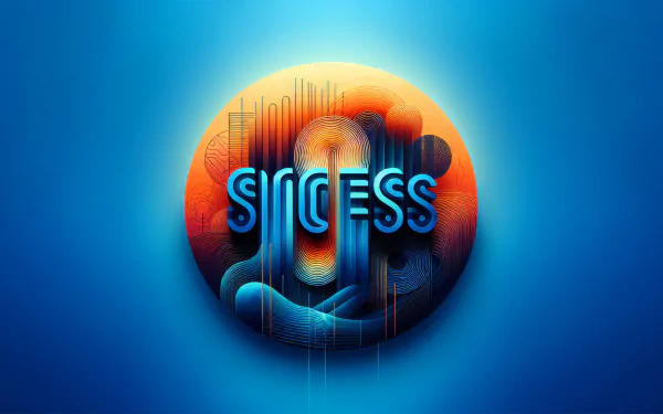 HD desktop wallpaper featuring a vibrant abstract design with the word SUCCESS in bold lettering against a blue gradient background, symbolizing achievement and motivation.