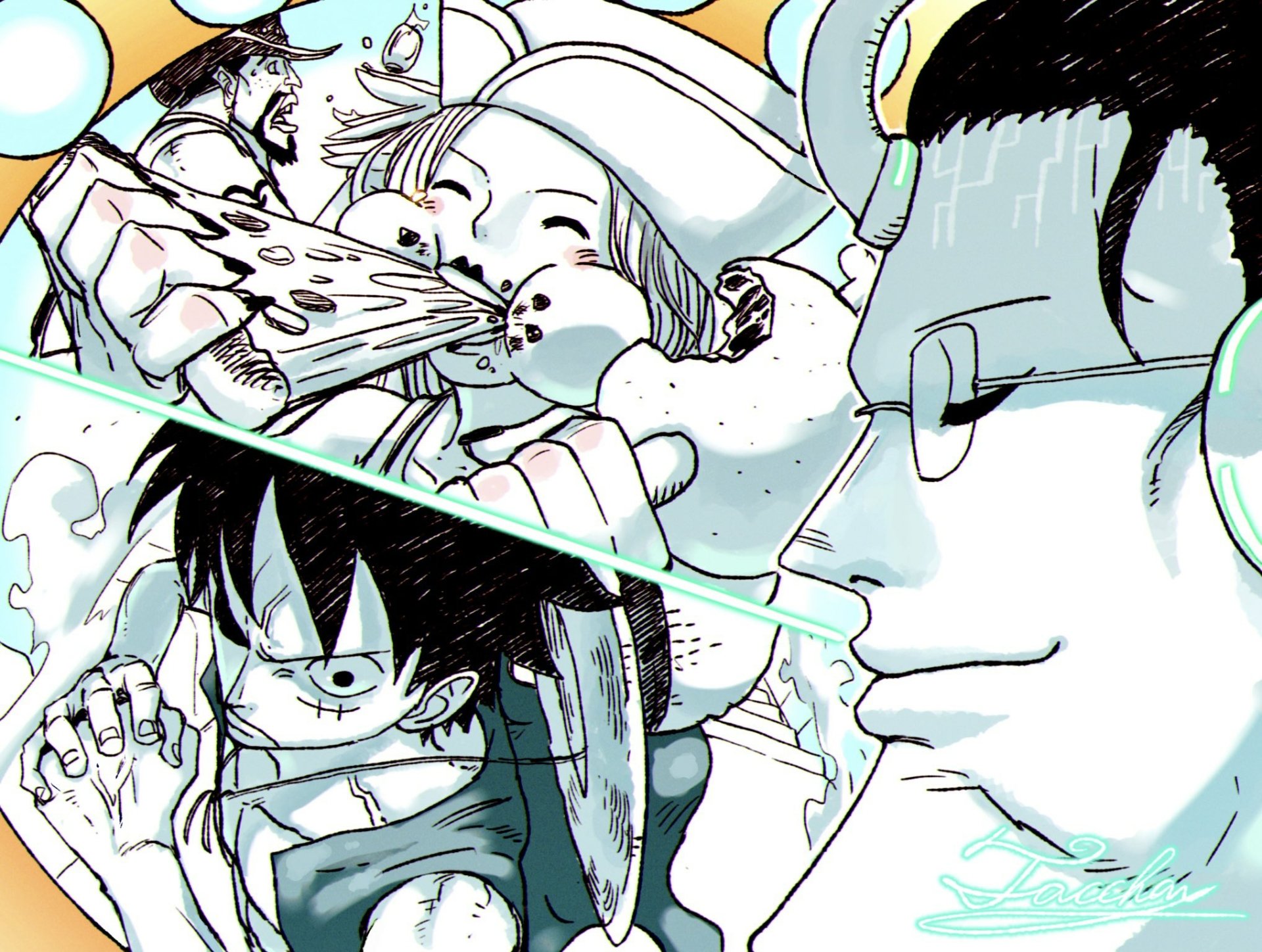 Download Anime One Piece Bartholomew Kuma Monkey D. Luffy Jewelry Bonney HD Wallpaper by tacchan56110