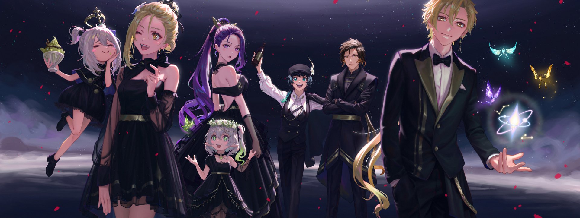 Download Paimon (Genshin Impact) Lumine (Genshin Impact) Baal Raiden Shogun (Genshin Impact) Zhongli (Genshin Impact) Nahida (Genshin Impact) HD Wallpaper by kuriku