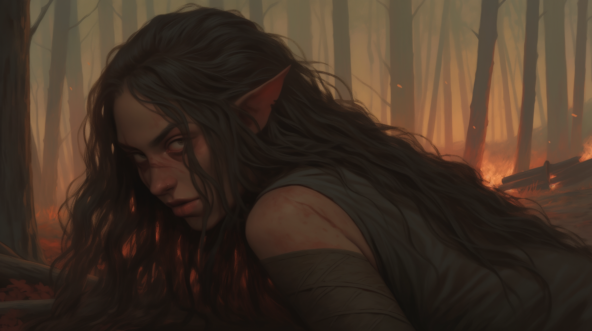 Download Fire Elf AI Art HD Wallpaper