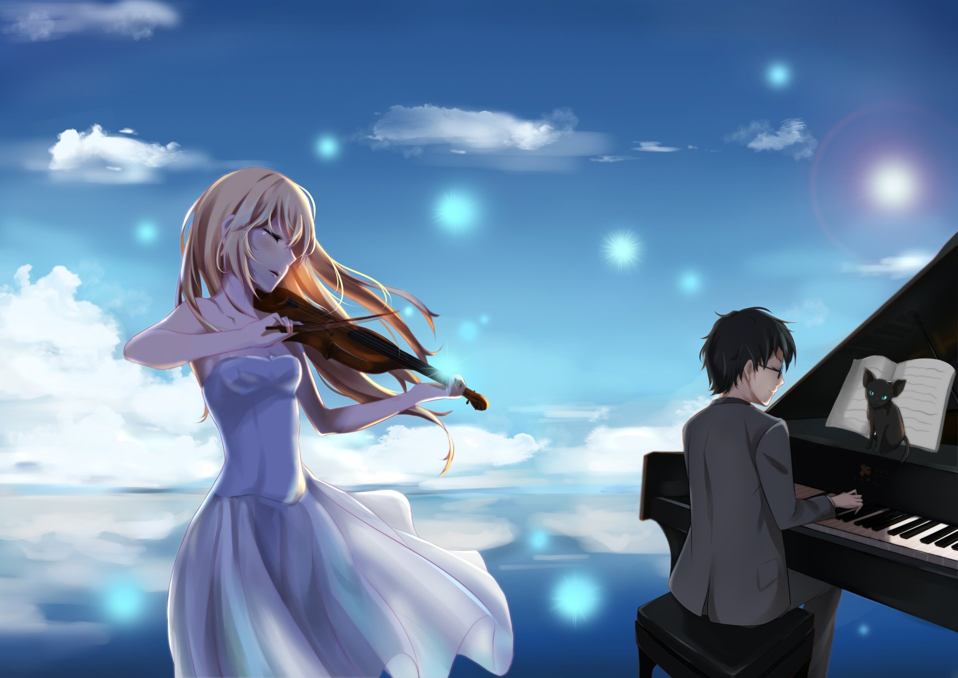 Download Your Lie In April Violin Piano Music Sheets 4k Ultra HD Wallpaper
