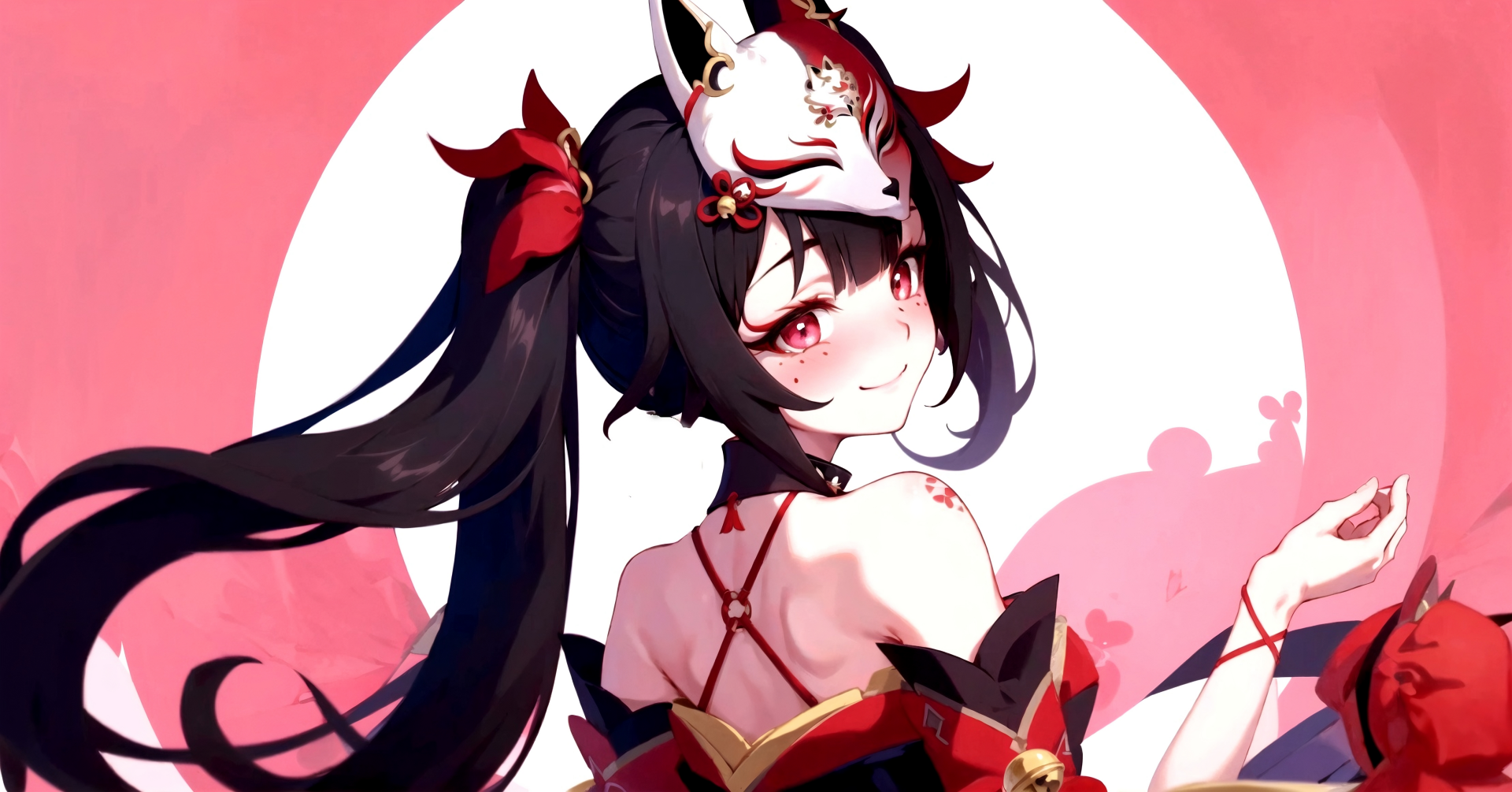 4K Ultra HD PC desktop wallpaper featuring Sparkle from the video game Honkai: Star Rail, with a vibrant red and white background and detailed character art.