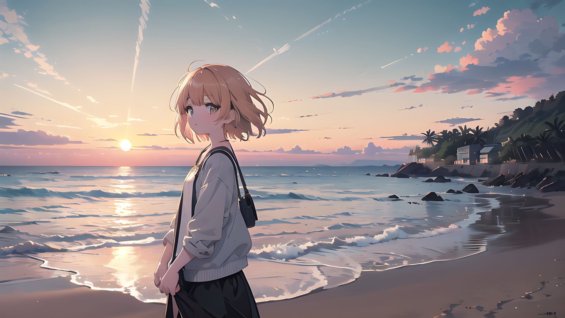 anime girl wallpaper | sunset by lukychandra