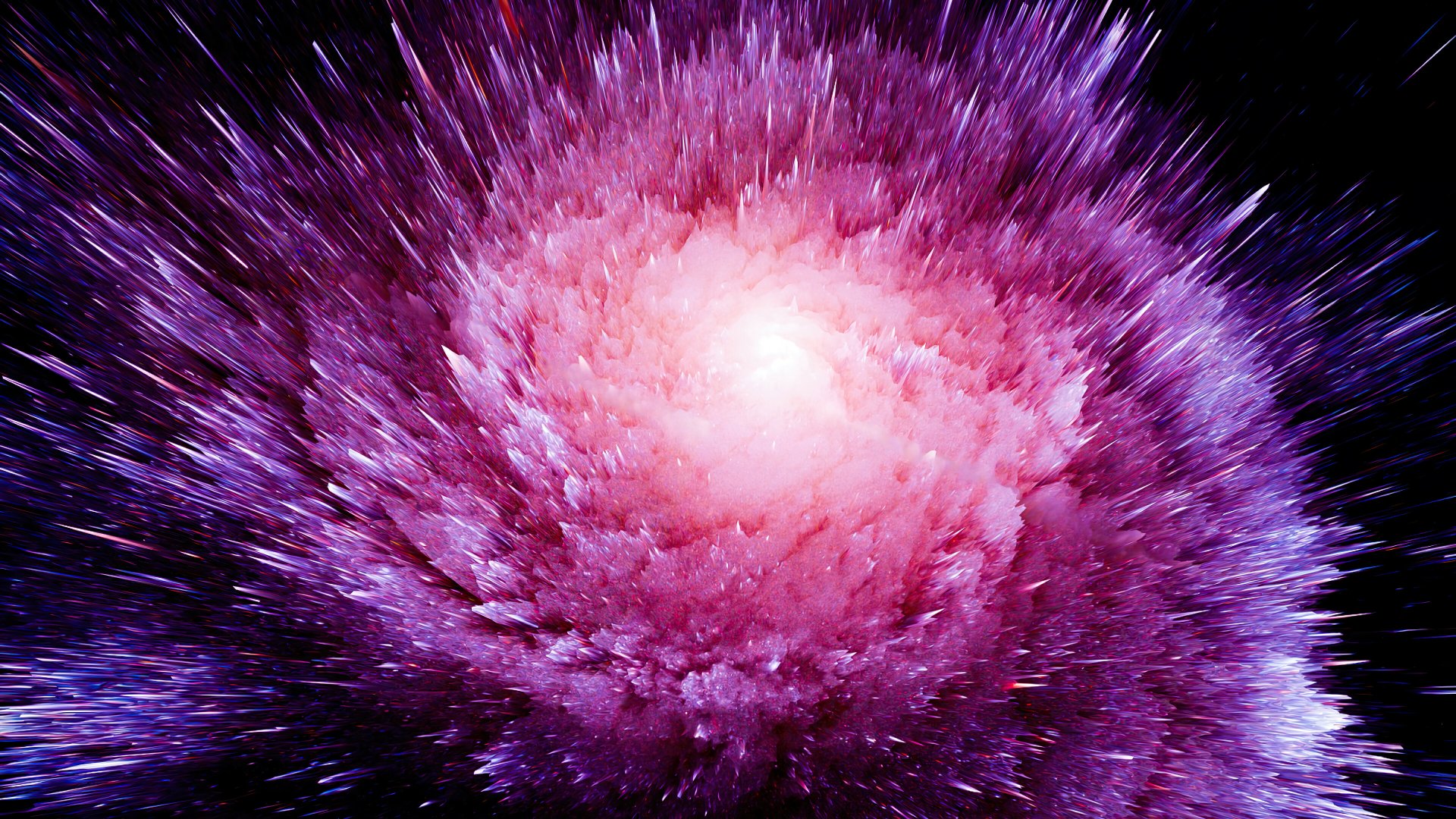 A vibrant 4K Ultra HD space wallpaper featuring a swirling pink and purple galaxy with bright stars, capturing the vastness of the universe.