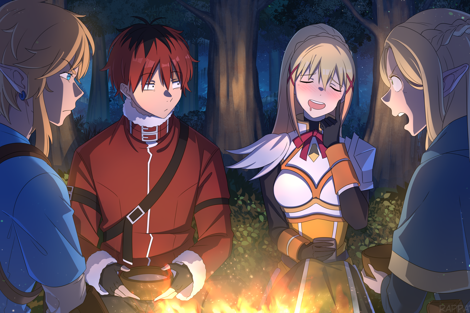 Download Anime Crossover Stark (Frieren: Beyond Journey's End) Darkness (KonoSuba) Marcille Donato HD Wallpaper by Rappa