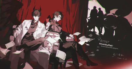 Anime characters Kim Dokja from Omniscient Reader's Viewpoint in a red and black themed HD wallpaper for desktop backgrounds.