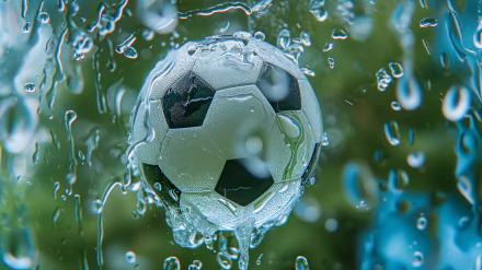 HD desktop wallpaper featuring a soccer ball with water splash effect for a visually captivating background.