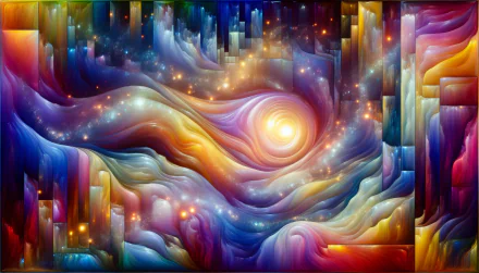 HD abstract cosmic wallpaper featuring swirling colors and light for desktop background.