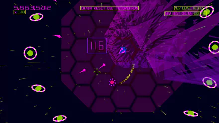 High-definition desktop wallpaper featuring a vibrant scene from the video game Akka Arrh with colorful graphics and arcade-style gameplay elements.