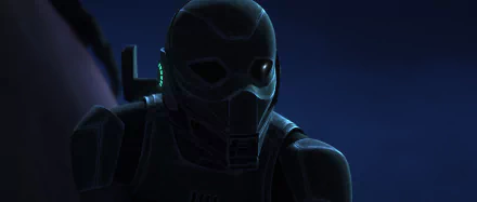 HD desktop wallpaper featuring a character from Star Wars: The Bad Batch TV show with a dark blue background.