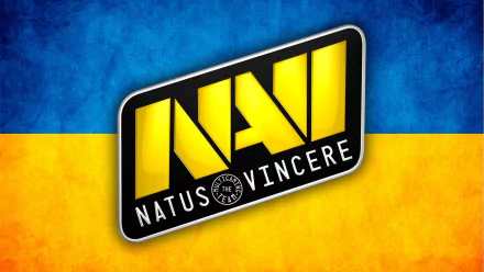 HD desktop wallpaper featuring the Natus Vincere (Na`Vi) logo, a top esports team in Counter-Strike: Global Offensive, set against a blue and yellow gradient background.