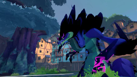 HD wallpaper of Gigantic: Rampage Edition video game featuring a large creature with a village backdrop.