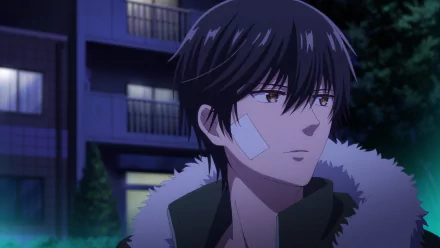 A character from the anime Vampire Dormitory gazes pensively, featuring an HD desktop wallpaper of a nighttime scene with vibrant colors and atmospheric lighting.