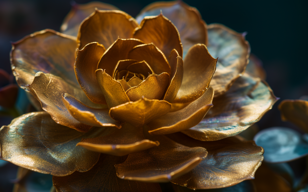 HD desktop wallpaper featuring a close-up of a golden succulent plant with intricate details and soft background.