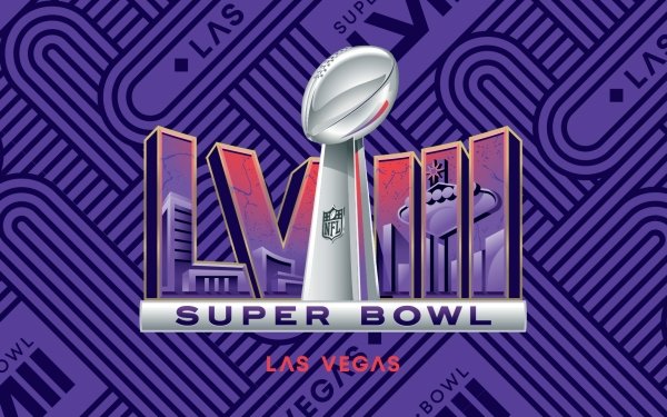 Super Bowl LVII logo with Las Vegas theme on a purple HD desktop wallpaper background for NFL football fans.