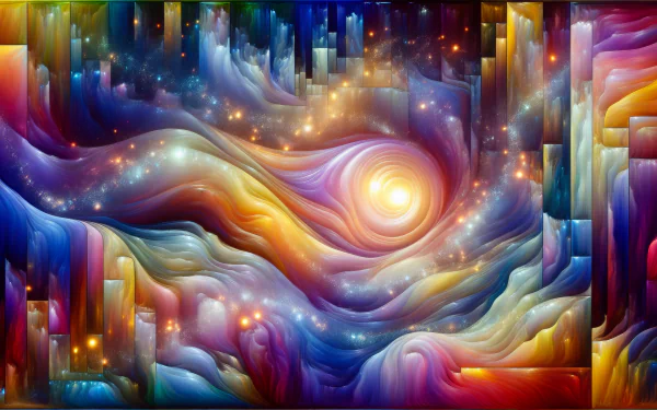 HD abstract cosmic wallpaper featuring swirling colors and light for desktop background.