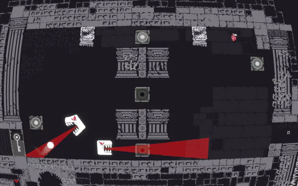 A detailed HD desktop wallpaper from the video game qomp2, featuring a dark, stylized environment with obstacles and laser beams enhancing its immersive gameplay design.