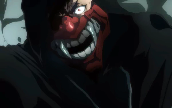HD Anime Ninja Kamui wallpaper featuring a menacing character with a fierce expression and a red oni mask.
