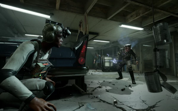 HD wallpaper of 'The Outlast Trials' video game scene featuring a character in a dimly lit room with eerie atmosphere and suspenseful action.