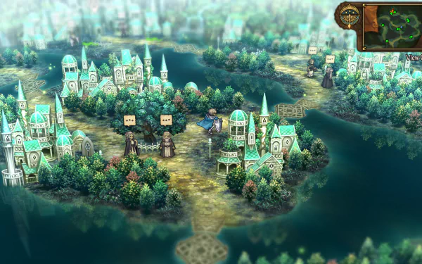 HD desktop wallpaper featuring a mythical fantasy village from the video game Unicorn Overlord.