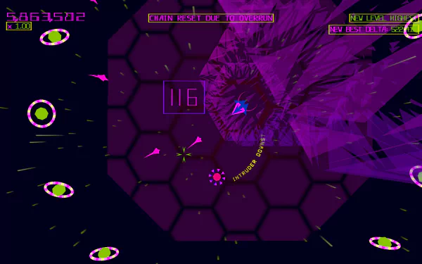 High-definition desktop wallpaper featuring a vibrant scene from the video game Akka Arrh with colorful graphics and arcade-style gameplay elements.