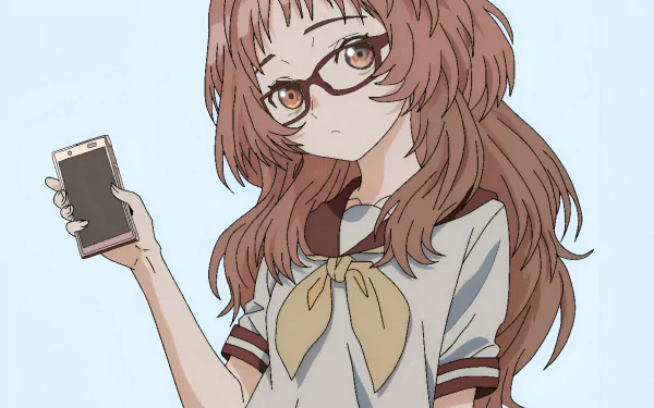 A charming anime wallpaper featuring Ai Mie, a character from The Girl I Like Forgot Her Glasses, donning a sweet expression without her glasses on.