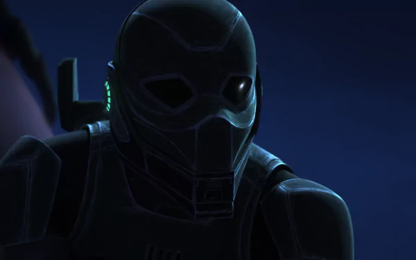 HD desktop wallpaper featuring a character from Star Wars: The Bad Batch TV show with a dark blue background.