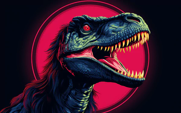 HD desktop wallpaper featuring a detailed dinosaur illustration created through AI Art.