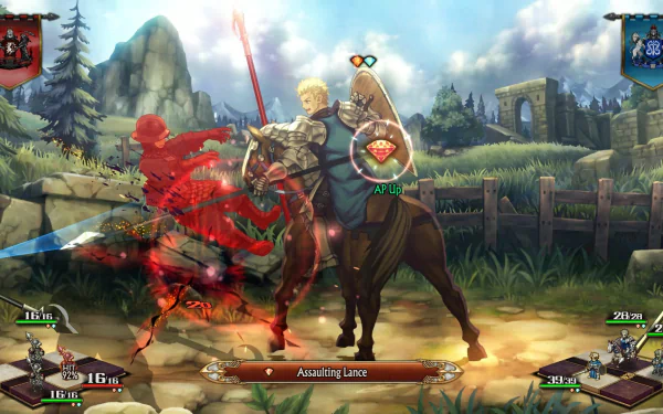 HD desktop wallpaper featuring a scene from the video game 'Unicorn Overlord' with characters in combat.