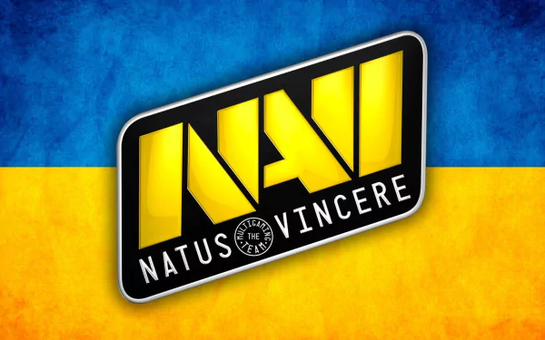 HD desktop wallpaper featuring the Natus Vincere (Na`Vi) logo, a top esports team in Counter-Strike: Global Offensive, set against a blue and yellow gradient background.