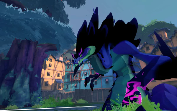 HD wallpaper of Gigantic: Rampage Edition video game featuring a large creature with a village backdrop.