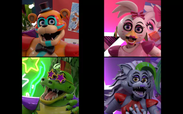 Glamrock Freddy (Five Nights at Freddy's) Roxanne Wolf (Five Nights at Freddy's) video game Five Nights at Freddy's: Security Breach Five Nights at Freddy's HD Desktop Wallpaper | Background Image