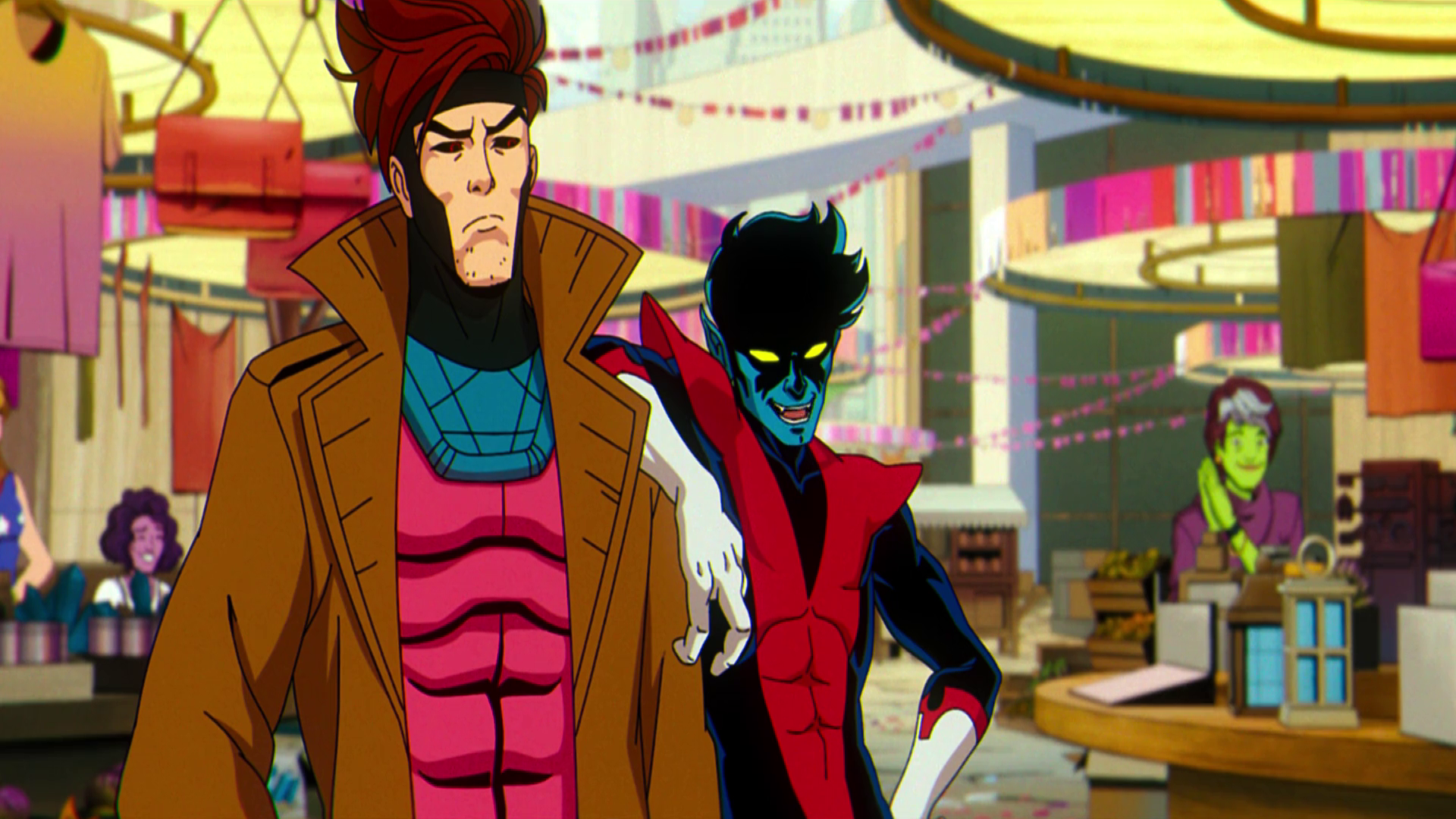 HD desktop wallpaper featuring Gambit and Nightcrawler from X-Men '97 TV Show.