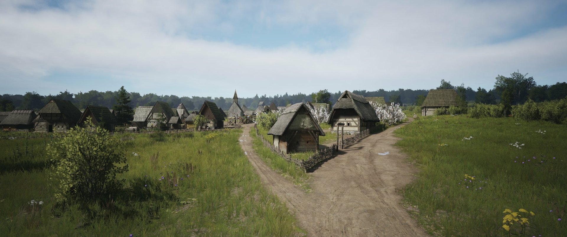 Manor Lords Village Scene HD Wallpaper