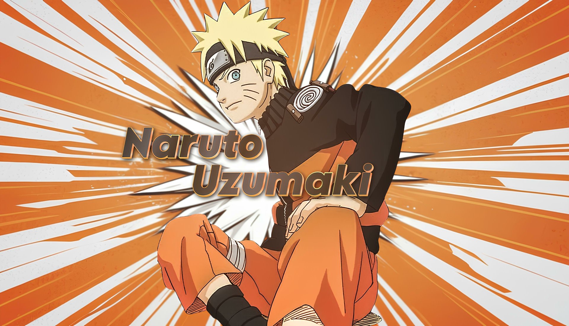 Naruto Uzumaki from Naruto anime in dynamic pose with orange and white burst background, featured in 4K Ultra HD PC desktop wallpaper.
