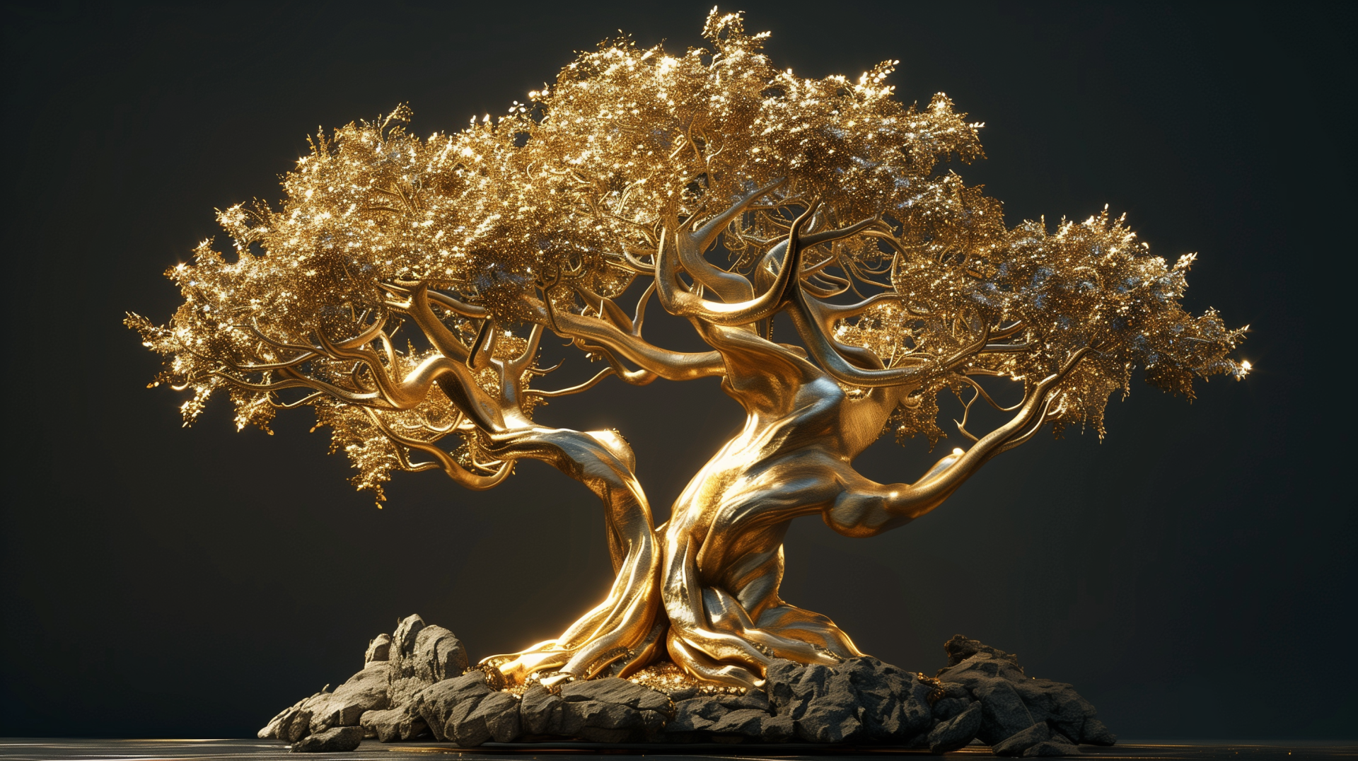 A golden depiction of Yggdrasil, the mythical tree, serves as an HD desktop wallpaper and background.