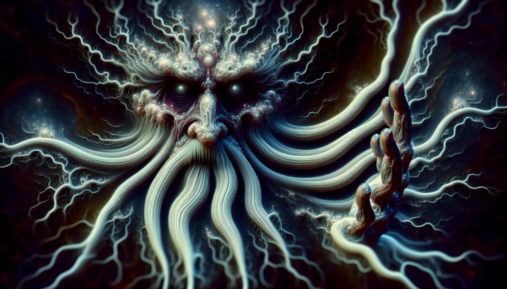 HD desktop wallpaper depicting an ominous Elder God with glowing eyes and tentacle-like appendages, set against a dark, cosmic background.