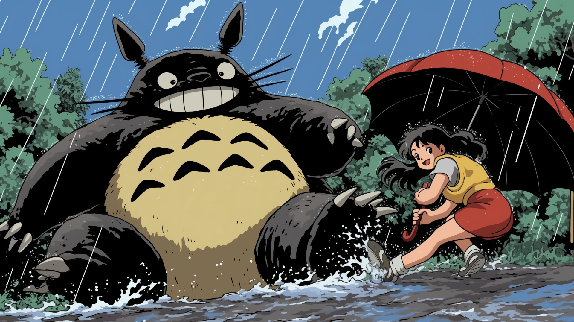 Totoro in the Rain HD Wallpaper by patrika