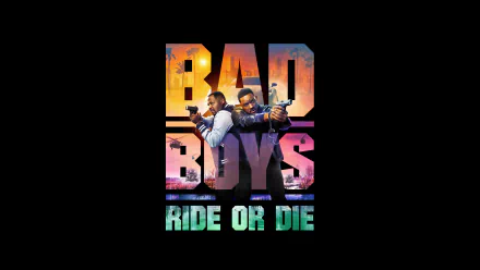 HD desktop wallpaper featuring the title Bad Boys: Ride or Die with stylized images of two lead characters in action poses against a vibrant, colorful background.