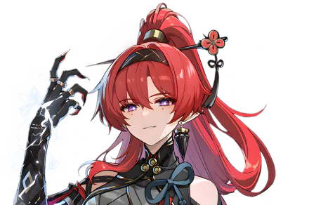 HD desktop wallpaper featuring Yinlin from the video game Wuthering Waves, showcasing a confident character with red hair and intricate accessories.