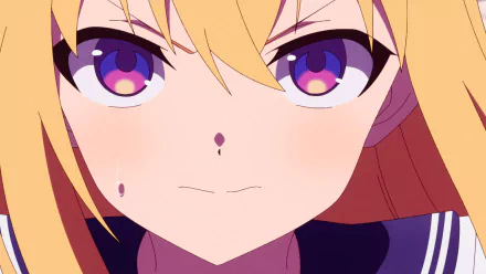 HD desktop wallpaper featuring a close-up of a character from the anime My Deer Friend Nokotan, with expressive, wide eyes and blonde hair.